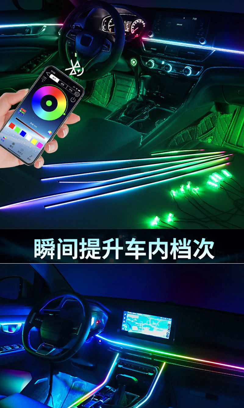 18in1 car atmosphere light hidden app voice control LED atmosphere light car magic colorful light strip