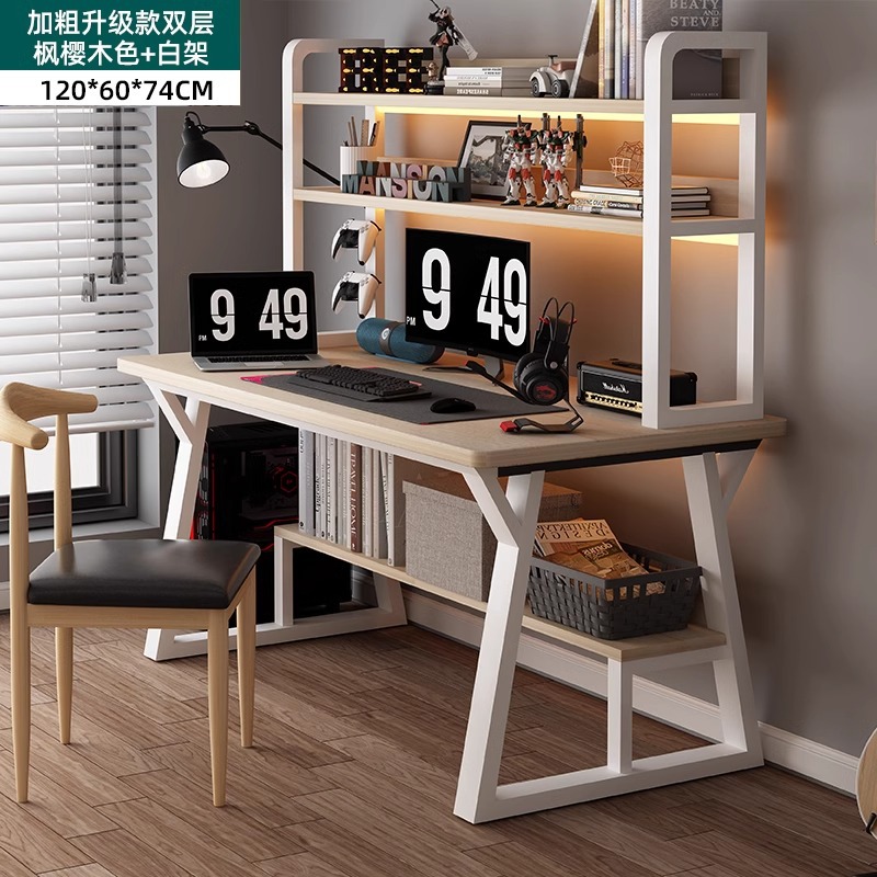 120cm 더블 레이어 책장 - 단풍나무 체리색