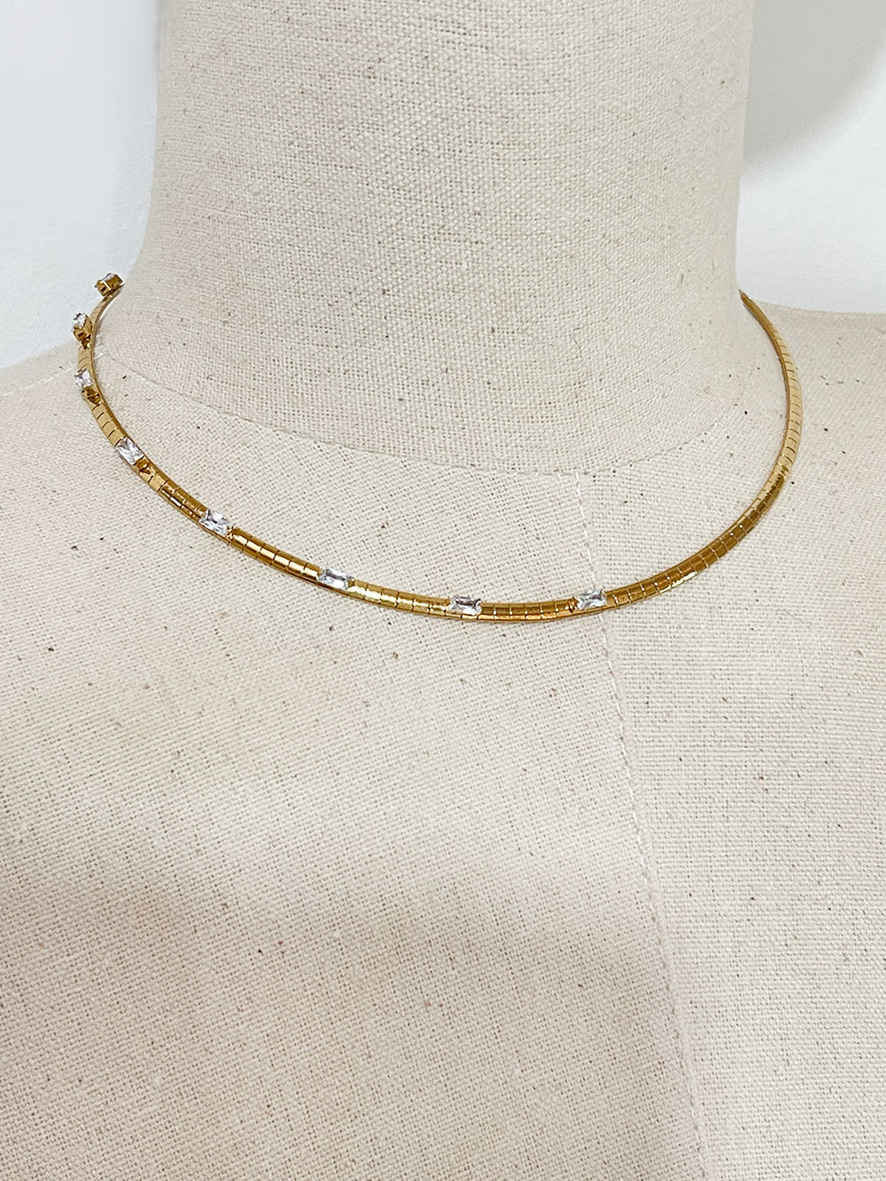 Retro Color Block Stainless Steel Plating Chain Inlay Zircon Necklace 1 Piece