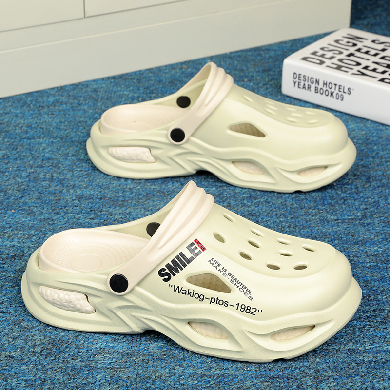 Zapatos con agujeros para hombres, ropa exterior de verano, sandalias deportivas de aumento de suela gruesa, antideslizante, casual, pareja en casa, zapatillas de mierda