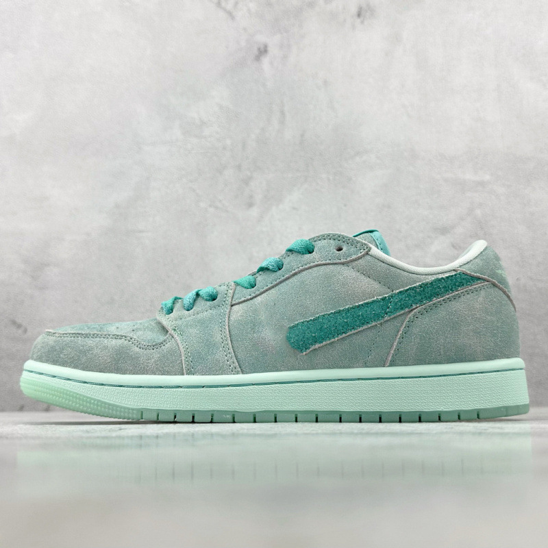 Pure Original Jordan 1 Mint Green Sneakers Retro Low-Top Leather Comfortable Basketball Shoes for Men and Women Casual Sports Trendy Commuting Shoes
