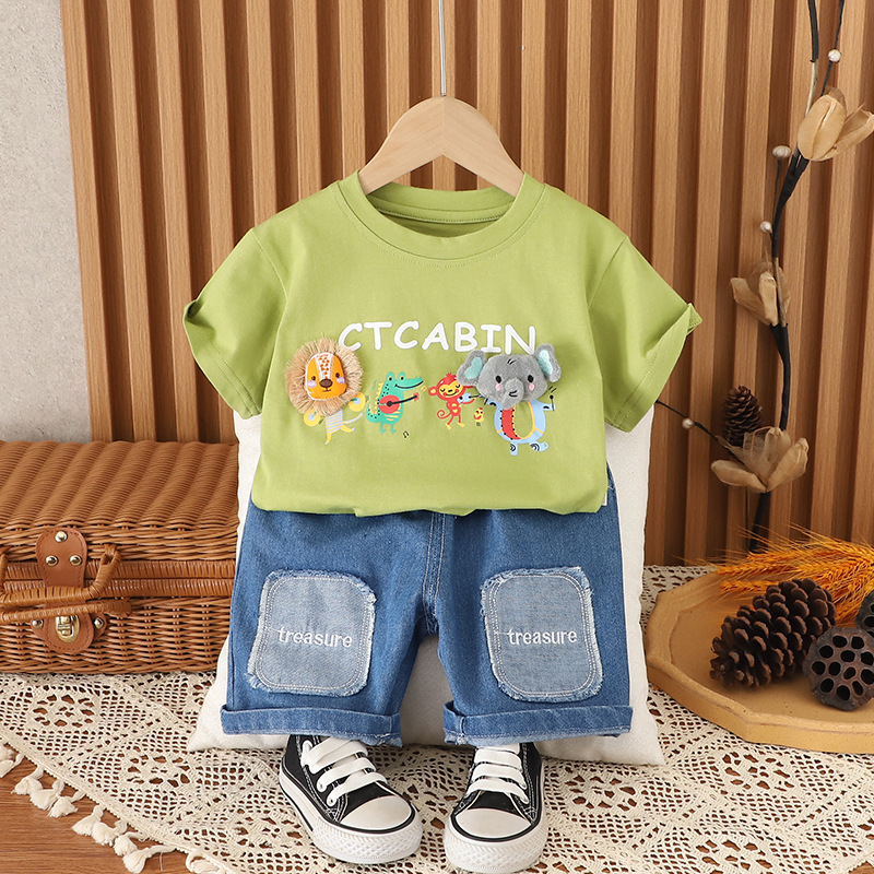 Bestseller Children's Cartoon Short-Sleeve 2026 New Stylish Infant Summer Outfit Two-Piece Set For 1-5 Year Olds ALYCExiyuebaobao_voghion.com