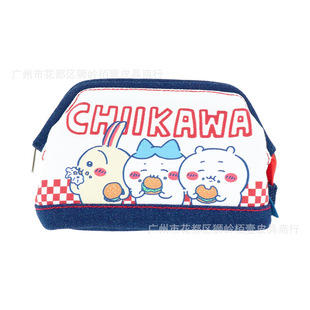 Japanese Cartoon Jiyka Wow Large Capacity Storage Bag Cute Fashion Denim Toiletry Bag Cute Fun Printed Cosmetic Bag