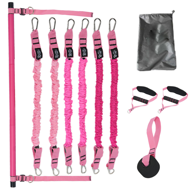 A+ 등급 폼 스테인리스 스틸 필라테스 바 180파운드 핑크 그라데이션 세트