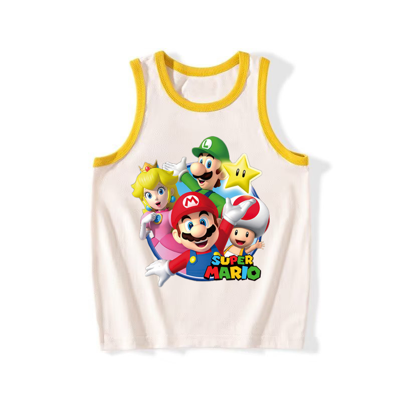 Super Mario Mario Children's Clothing for Export - Large Children's Sleeveless Backless Top with Cartoon Pattern Print - Dropshipping One Piece
