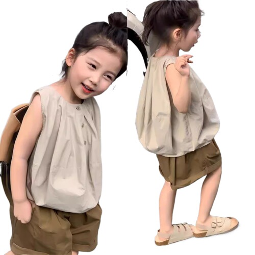 Ladies' Summer Set Korean Version 2025 New Arrival Girls' Summer Fly Sleeve Shorts Loose Fit Two-Piece Set