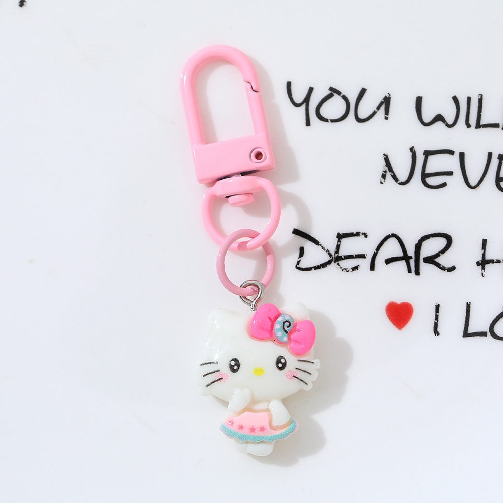 Cartoon Moon Cat DIY accesorios de resina llaveros Sanrio arco gato bolsas colgantes de chicas