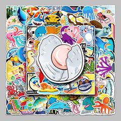 100 Pieces of Cute Cartoon Animals from the Ocean Series for Luggage, Skateboard, Car, and Mobile Phone Decals
