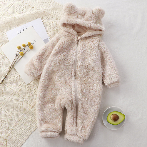 New station warehouse delivery baby jumpsuit winter newborn warm climbing clothes baby plush clothes cute smock
