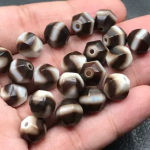 Natural first-line tiger tooth beads agate six-edged beads diy text play accessories bracelet beads necklace accessories