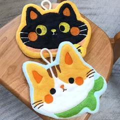 越境仕入れ 猫型ハンギングハンドタオル 漫画風デザイン 柔らかく吸水性のあるハンカチ 厚手 小さなギフト 家庭用品