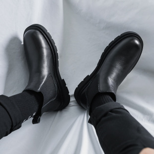New Chelsea Thick Sole British Style Leather Boots Men's Artistic Youth Outdoor Casual Shoes Cotton Shoes 6031-R