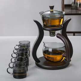 功夫茶具全自动玻璃茶杯套装透明泡茶器耐热懒人茶壶家用创意送礼