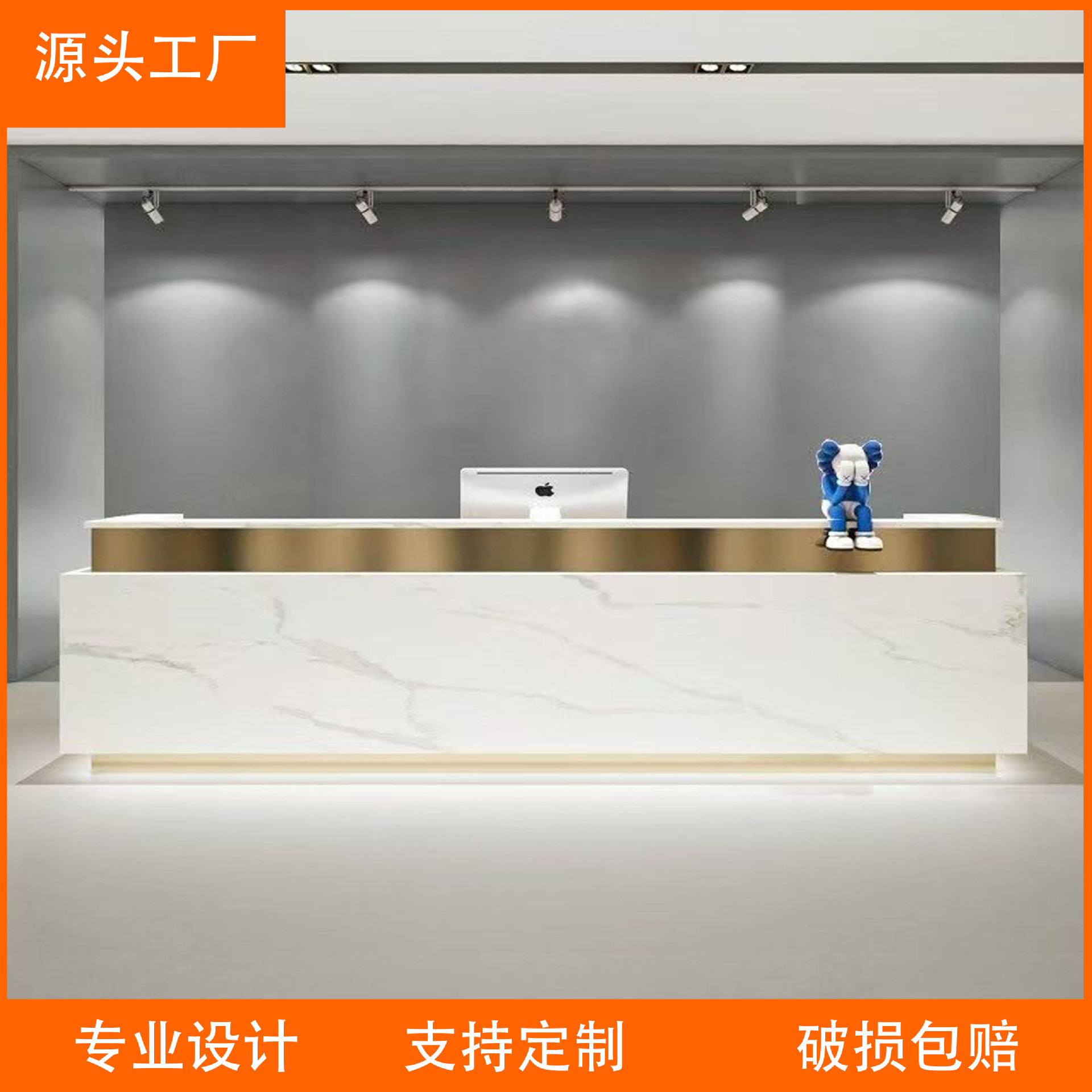 岩板大理石公司前台酒店售楼部接待台健身会所吧台简约现代收银台