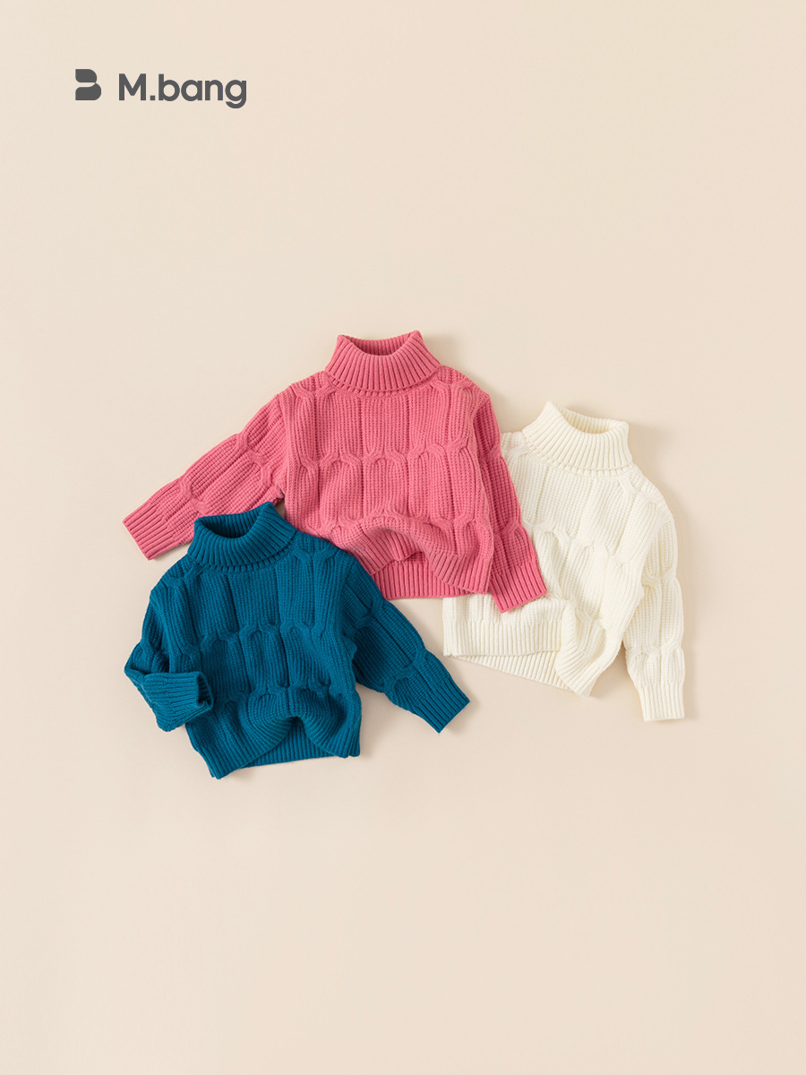 Children's solid color woolen sweater for boys