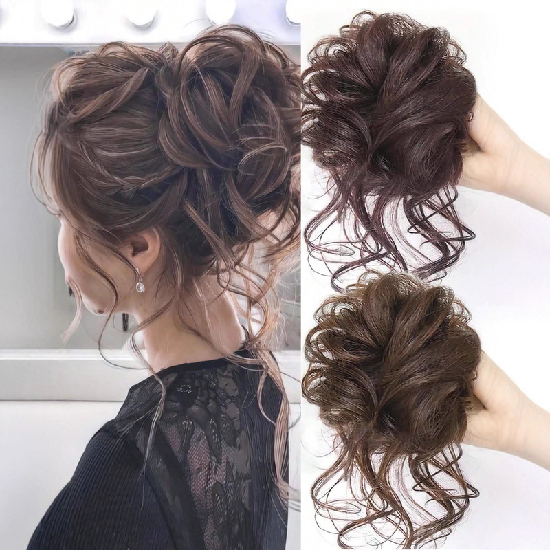 Cross-Border European and American Foreign Trade Wig Ring Fashion Hair Bun Messy Long Braid Wig Ponytail Hair Ring
