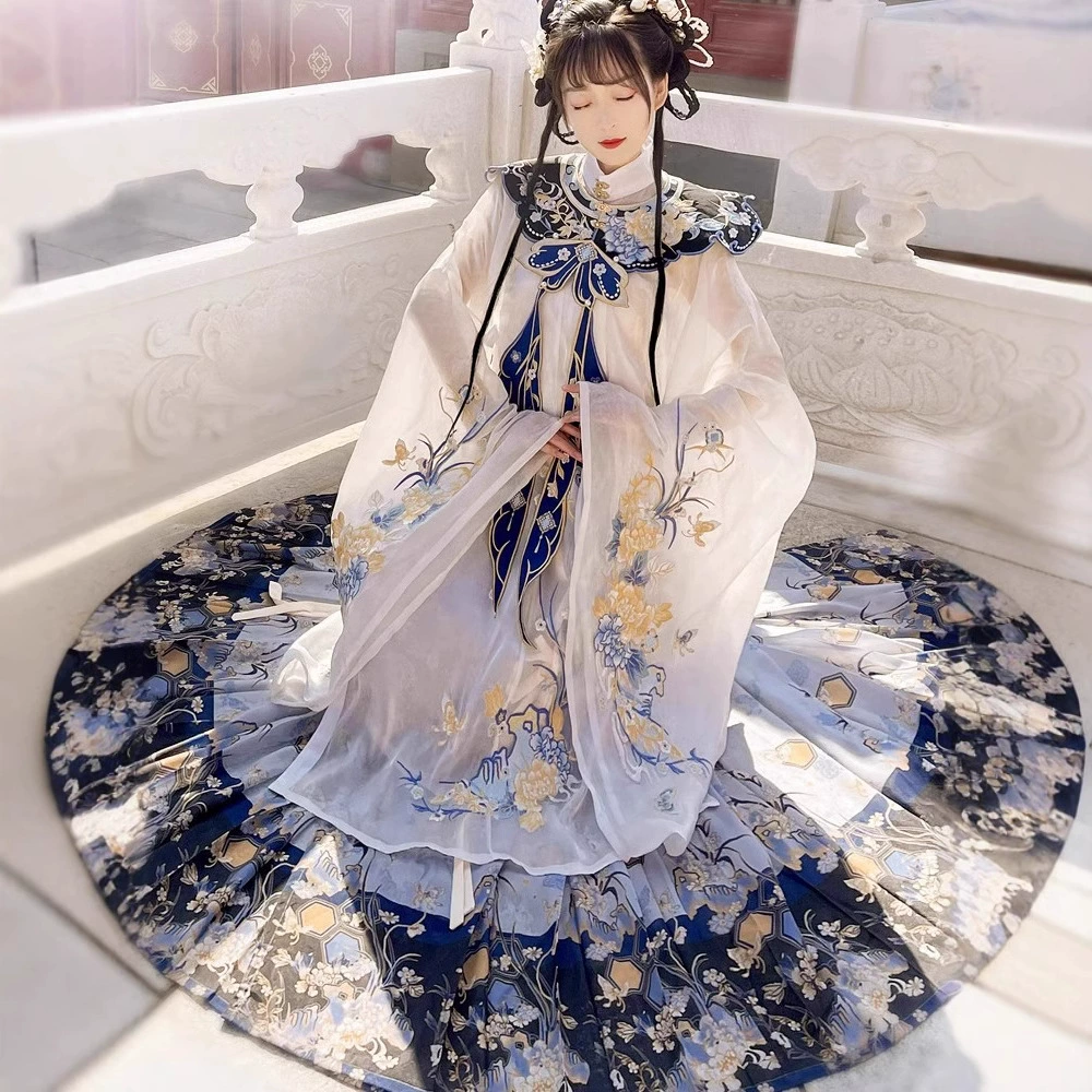 Ming Hanfu женская вышивка облачные плечи весенне-летний костюм Hanfu тяжелая вышивка в китайском стиле
