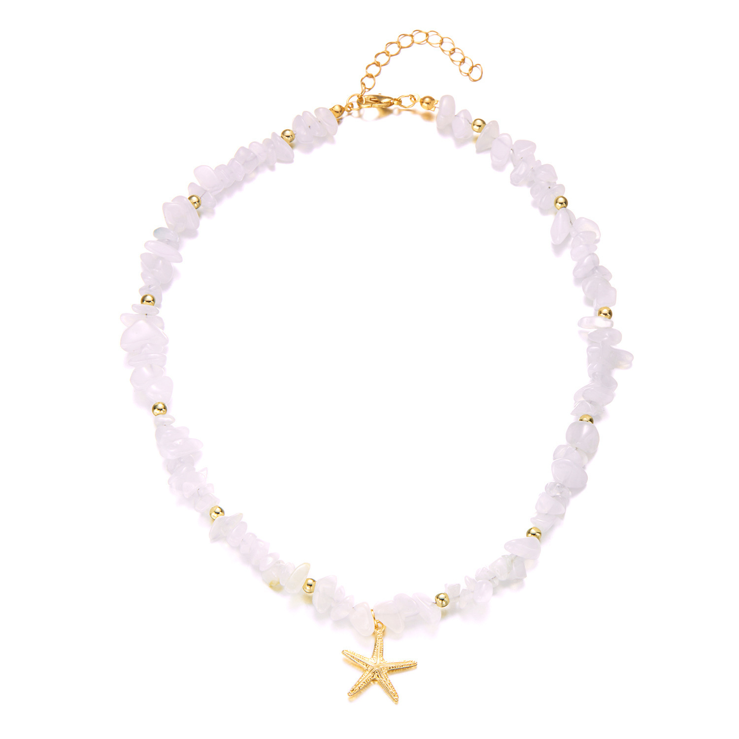 Lina Girl Cross-Border Bohemian Choker-Halskette aus Natursteinen, vielseitig und elegant im Urlaubsstil, Perlenbesatz für Damen am Schlüsselbein_voghion.com