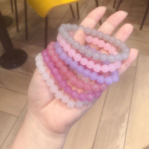 Factory direct sale imitation jade beads bracelet wholesale string bracelets simple two-yuan store girl fresh and simple agate accessories