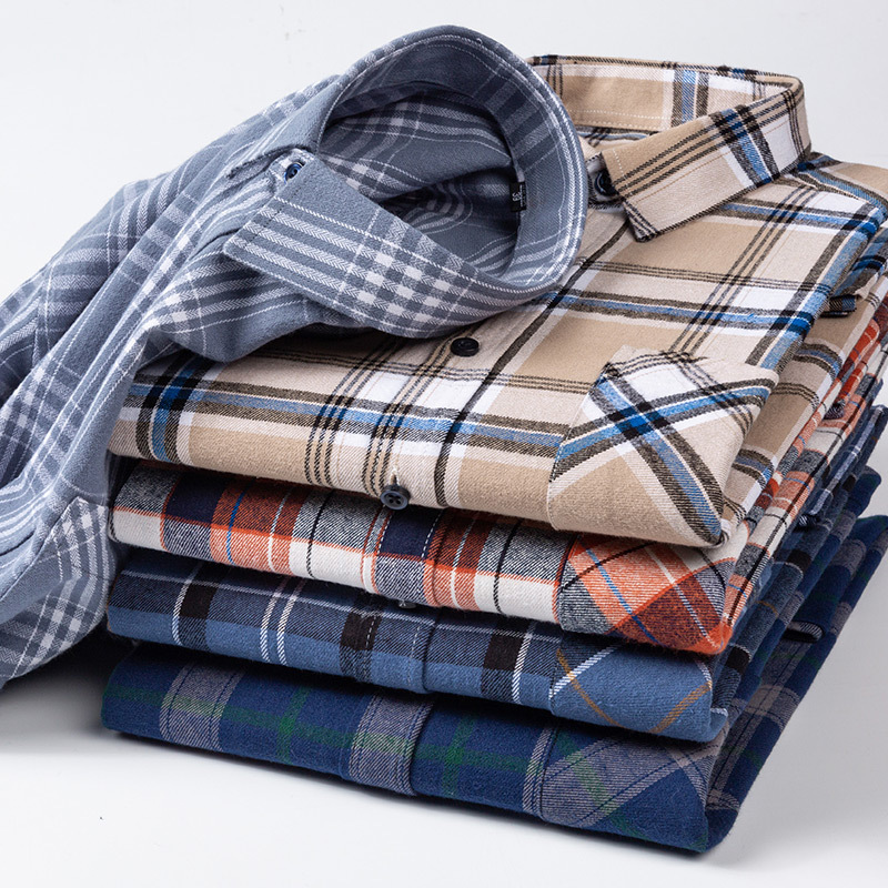 2024 nuevo Algodón puro cepillado camisa de manga larga a cuadros de los hombres de estilo coreano transpirable camisa de moda casual en stock ropa de hombre