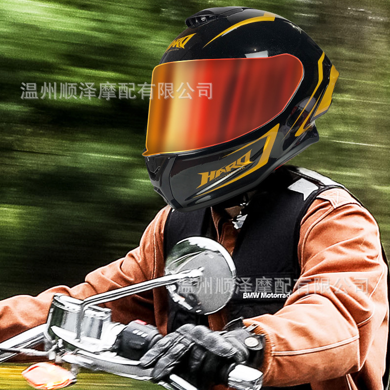 Casco de motocicleta anti niebla para hombres locomotora de cuatro estaciones universal casco completo pareja de luz nocturna gran cola