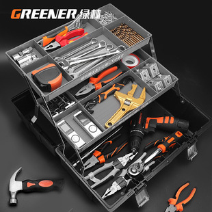 Greenwood Electric Hardware Storage Art Multi-function Toolbox Industrial-grade Portable Household Suit Large Box Layer