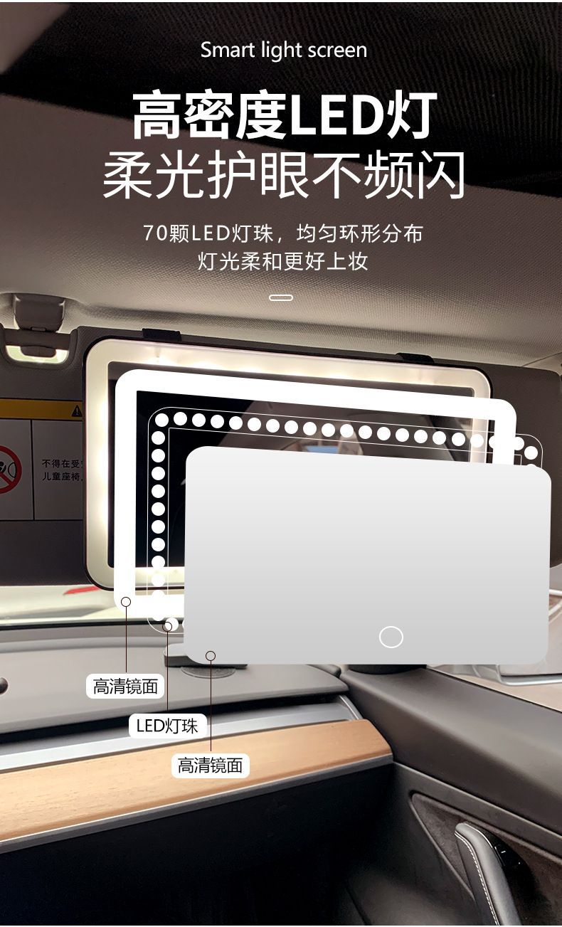 Car LED Vanity Mirror with Lights Sun Visor Makeup Mirror
