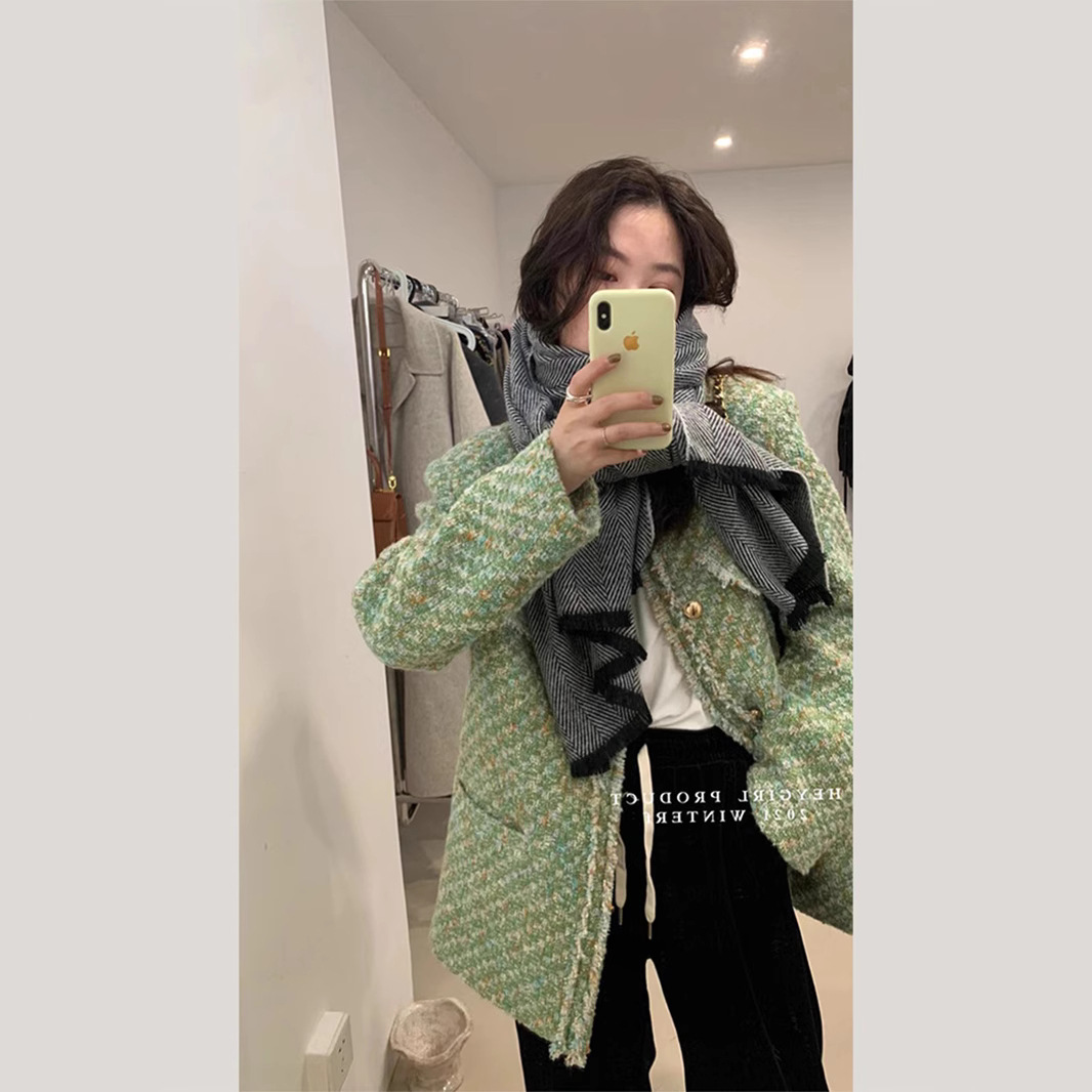 HEYGIRL black brother add cotton fragrance! Exquisite Warm Tweed Fragrance Short Coat Women's Winter Elegant Quilted Top