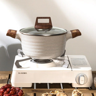 Aluminum Die-casting Double-ear Soup Pot Maifan Stone Household Stew Pot Non-stick Pan Thickened Anti-scalding Handle Multifunctional Double-ear Pot