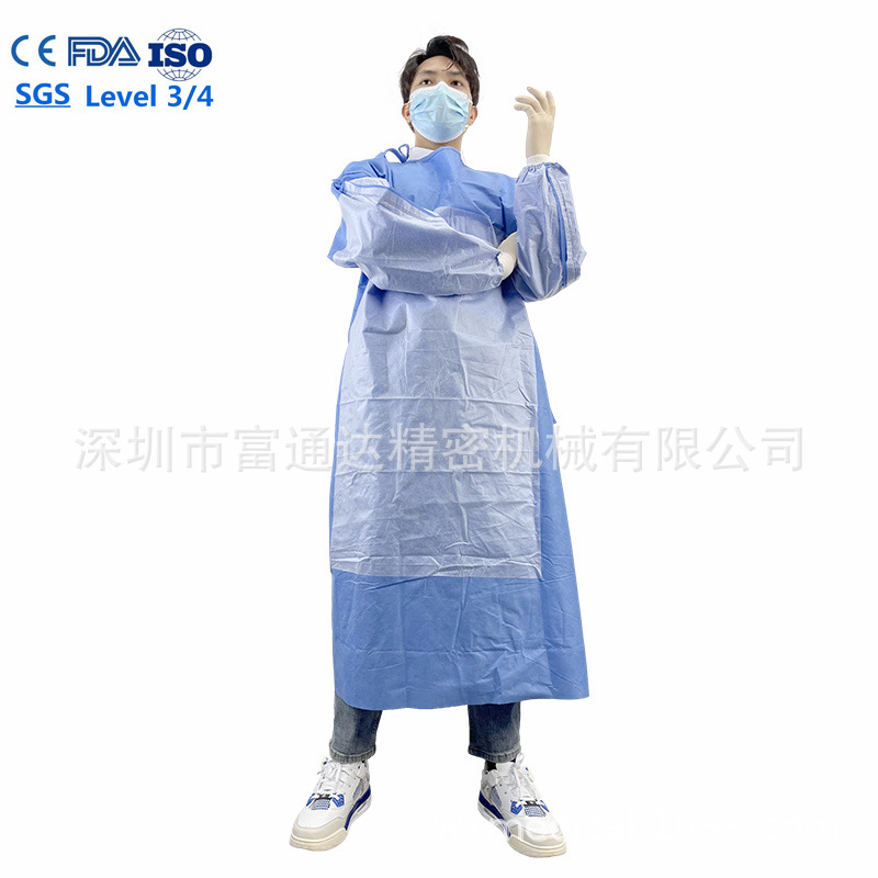 实验室ASTM 4级防护袍 SMS无纺布化疗服民用连体手术衣 EN14126