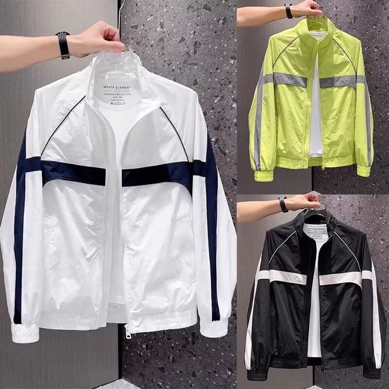 Men's Spring Stand Collar Casual Jacket 2025 New Fashion Trend Splicing Contrasting Color Youth Slim Slim Jacket