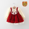 Demi-season small princess costume with bow, velvet skirt, 2023 years