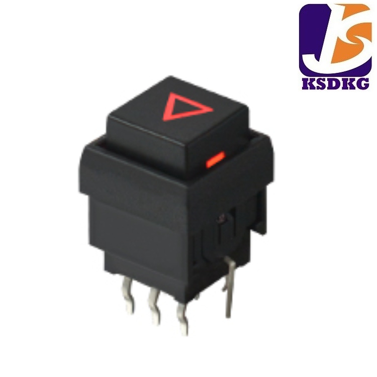 厂家批发 方形红色LED灯轻触按钮开关 黑色塑胶自锁开关