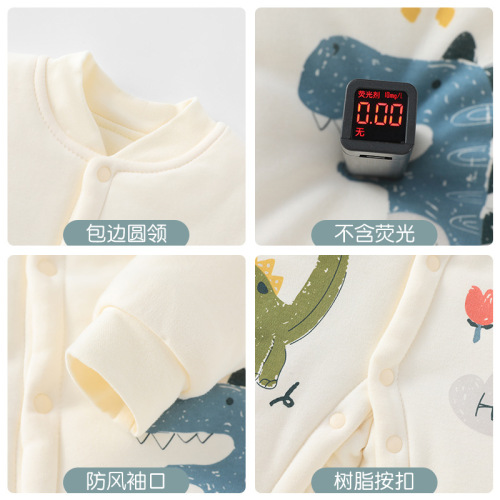 Newborn clothes cartoon boneless cotton baby jumpsuit 120g quilted autumn and winter baby New Year's greetings clothes crawling clothes