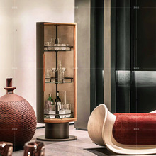 意大利旋转酒柜轻奢高档客厅设计师款展示柜现代艺术木质储物柜