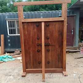 新中式老榆木大门自建房老式大门实木做旧庭院双开门旧门板进户门