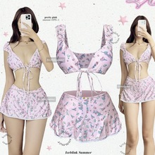 多巴胺可爱甜辣妹少女比基尼三件套性感显瘦沙滩泡温泉分体泳衣女