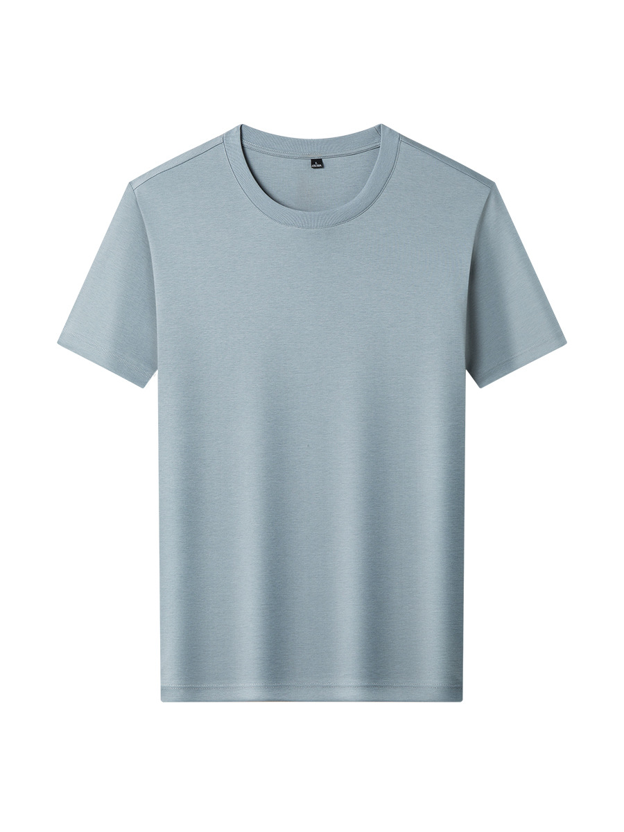 80 hombres de hombro recto, lujo ligero, alta calidad, color sólido, media manga, camiseta de manga corta, algodón de caballo, camiseta para hombres, personalización de verano