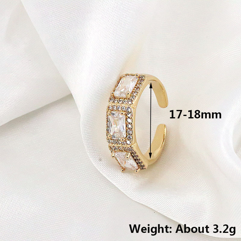 Simple Style De Cuivre Or Plaqué Couleur Carré Zircon Anneau Ouvert display picture 1