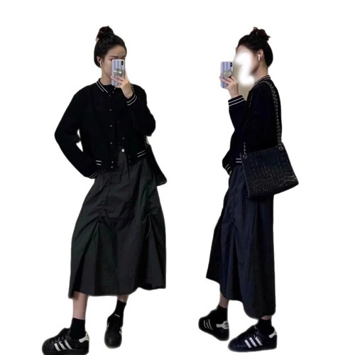 American Workwear Half-Body Skirt for Women 2025 Autumn Fat Sister MM Casual Hip-Hiding Slimming A-Line Umbrella Skirt