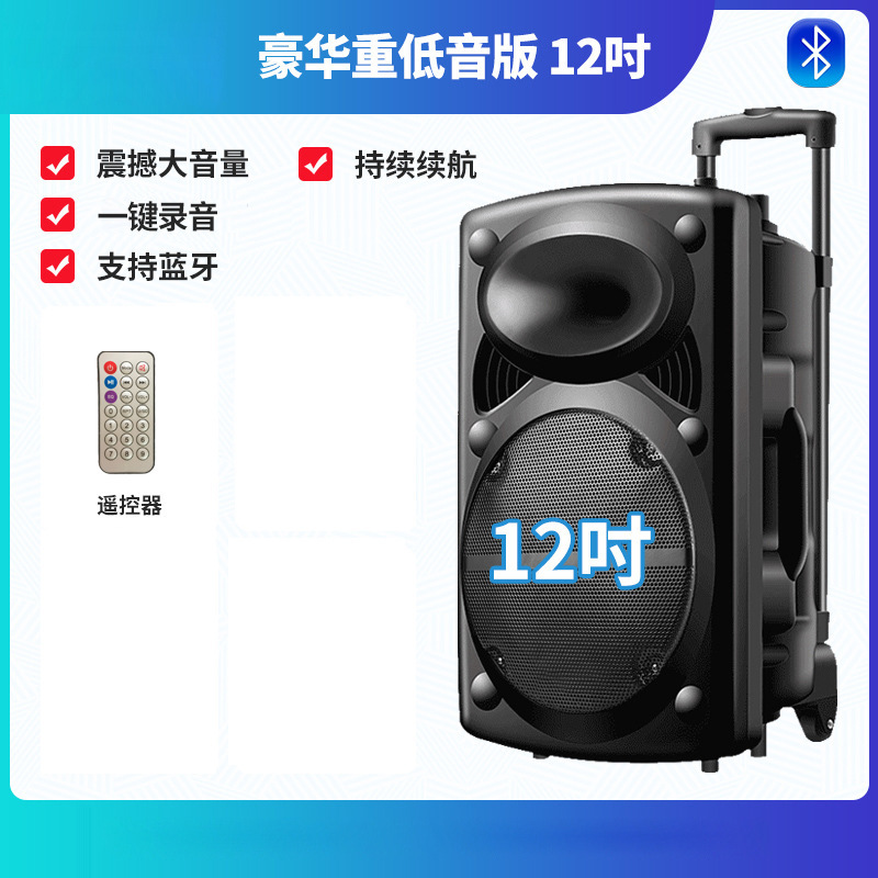 12 pulgadas cuadrada danza barra de tracción altavoz móvil portátil al aire libre K canción fábrica de sonido al por mayor Bluetooth inalámbrico 5.0