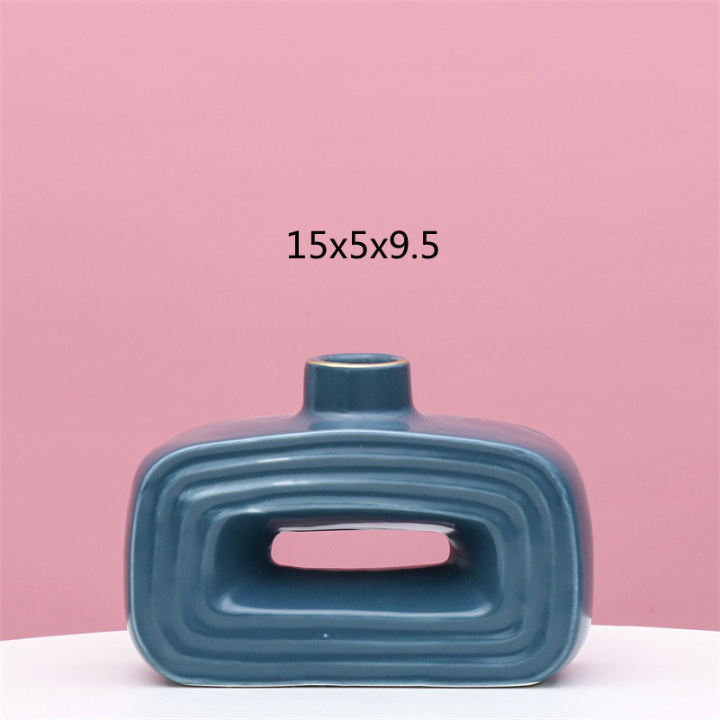 Nordic ins jarrón secado al aire creativo escritorio pequeña flor titular decoración sala de estar mesa de café Luz de lujo de cerámica decoración del hogar