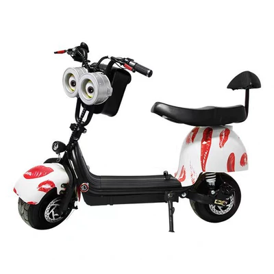 Mini Harley, yellow Harley, double-seater folding electric scooter, adult scooter for carrying children, wide-tire scooter (Qatlanan elektrik skuterlər) - little-q-yellow-man-little-harley-12a-45km-range-48v