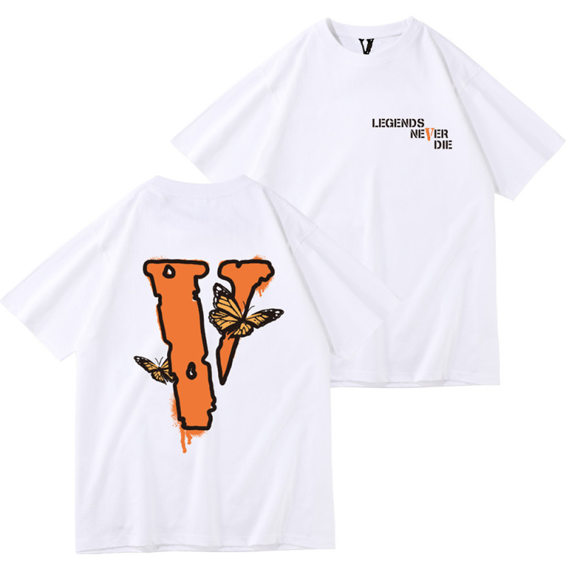 Cross-Border Dropshipping of Men's and Women's Short-Sleeve Trendy Brand Vl Butterfly V-Letter Print High Street Couple's Short-Sleeve T-Shirts Cross-Border Dropshipping of Men's and Women's Short-Sleeve Trendy Brand Vl Butterfly V-Letter Print High Street Couple's Short-Sleeve T-Shirts