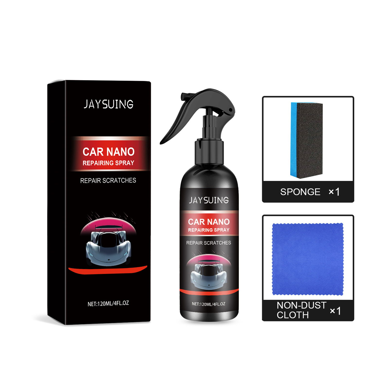 JAYSUING Vehicle Protective Mist Combination, Car Surface Brightening Maintenance, Anti-Dirty Retouching Care, Mist Combination 5