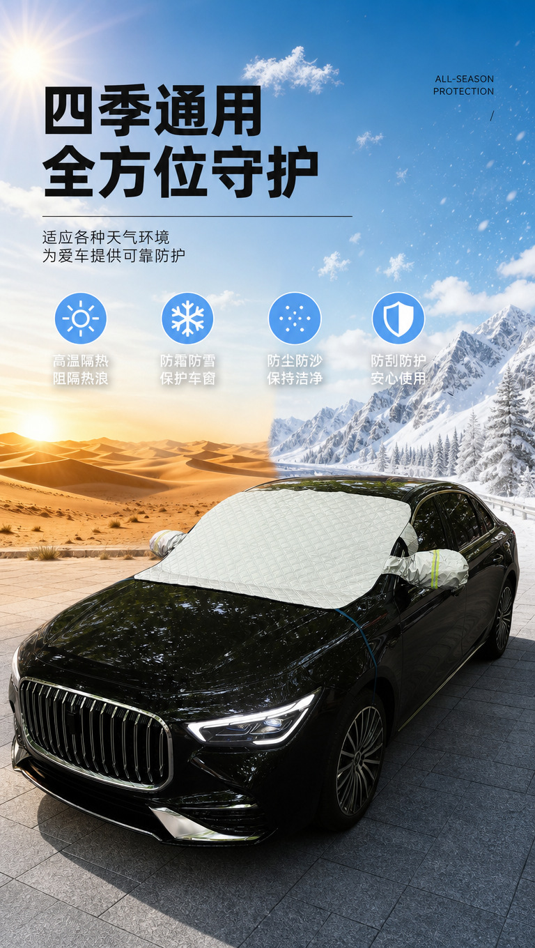 Car windshield anti-freeze cover, car cover, snow cover, snow protection, sun protection, heat insulation, sunshade for sedans and SUVs