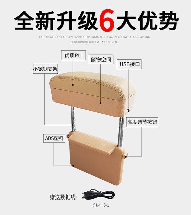 Car Seat Gap Storage Box Multifunctional Car Wireless Charging Armrest Box