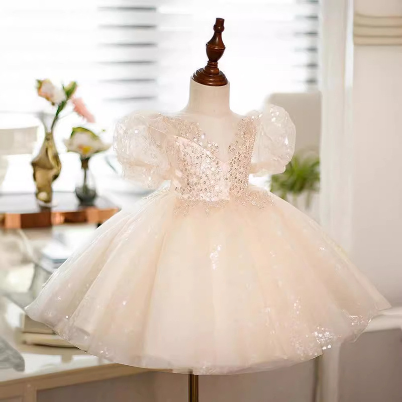 Super Fairy Children's Dress Princess Dress Flower Girl's Wedding Girl's One-year-old Baby Girl's Birthday Punk Dress Piano Costumes