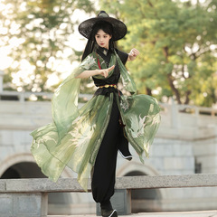 Yimengge オリジナルデザインロング漢服女性中国風漢要素新中国風シャツブルマセット 9596