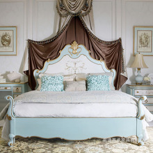 法式梦幻公主床彩绘手工雕刻实木女床仿古北欧1.8米宫廷奢花婚床